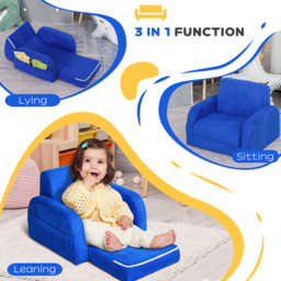Tommy Toys 2 in 1 Blue Padded Wood Frame Kids Fold Out Armchair - Wilko - thumbnail 6