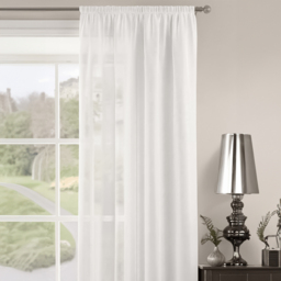Velosso Riva Plain White Slot Top Voile Panel Curtain 150 x 137cm - Size: w 150 x D 137cm - Wilko - thumbnail 3