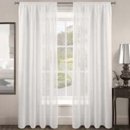 Velosso Riva Plain White Slot Top Voile Panel Curtain 150 x 137cm - Size: w 150 x D 137cm - Wilko - thumbnail 1
