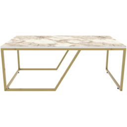 Decorotika Wendy White Marble Effect and Gold Industrial Coffee Table - Size: 48.1 x 120 x 60cm - Multi - Wilko - thumbnail 4