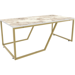 Decorotika Wendy White Marble Effect and Gold Industrial Coffee Table - Size: 48.1 x 120 x 60cm - Multi - Wilko - thumbnail 3