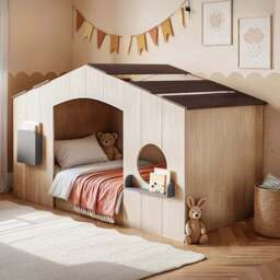 Flair Frankie Wooden Play House Bed Frame - Size: Single - Brown - Wilko - thumbnail 1