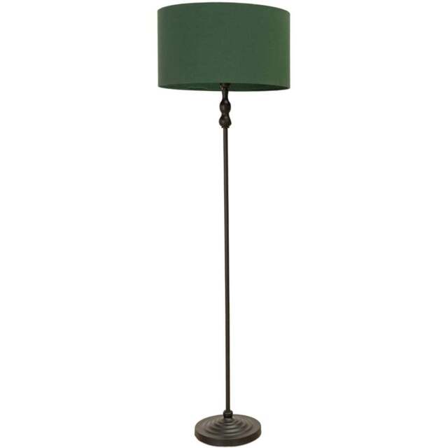 ValueLights Maggie Forest Green Fabric Shade Black Metal Candlestick Floor Lamp - Size: 151 x 45 x 45cm - Wilko - image 1