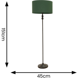ValueLights Maggie Forest Green Fabric Shade Black Metal Candlestick Floor Lamp - Size: 151 x 45 x 45cm - Wilko - thumbnail 5