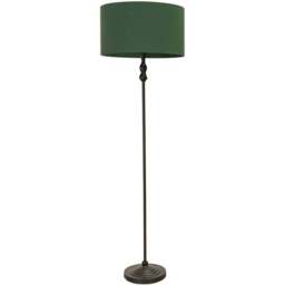 ValueLights Maggie Forest Green Fabric Shade Black Metal Candlestick Floor Lamp - Size: 151 x 45 x 45cm - Wilko