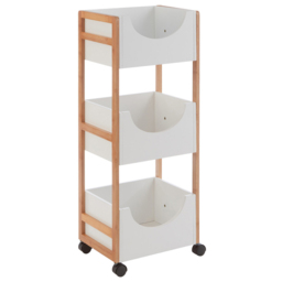 Premier Housewares Nostra 3 Tier Storage Trolley - Size: 36 x 27 x 89cm - White - Wilko - thumbnail 1