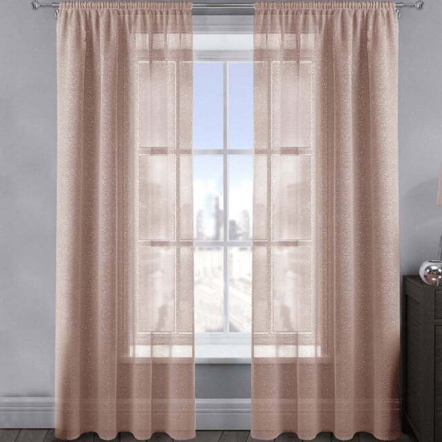 Velosso Alessandria Blush Pink Slot Top Voile Panel Curtain 137 x 122cm - Size: W 137 x D 122cm - Wilko - image 1