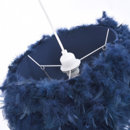 Happy Homewares Green Navy Pendant Shade with Transparent Acrylic Droplets - Size: 36 x 32 x 32cm - Blue - Wilko - thumbnail 5