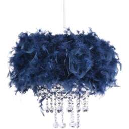 Happy Homewares Green Navy Pendant Shade with Transparent Acrylic Droplets - Size: 36 x 32 x 32cm - Blue - Wilko