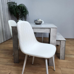 Kosy Koala 6 Seater Faux Leather Rectangular Dining Bench Set Stone Grey Effect and White - Multi - Portland - Wilko - thumbnail 6