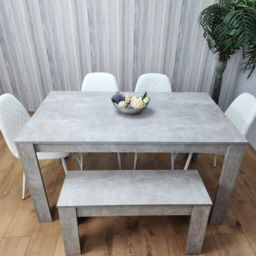 Kosy Koala 6 Seater Faux Leather Rectangular Dining Bench Set Stone Grey Effect and White - Multi - Portland - Wilko - thumbnail 7