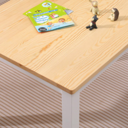 FurnitureHMD Kids 2 Seater White Pine Wood Table and Chair Set - White+Natural - Wilko - thumbnail 5