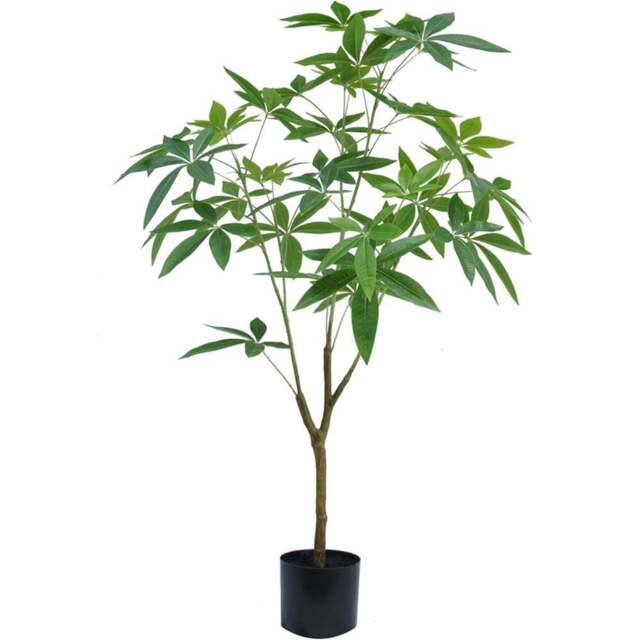 Botanik Pachira Money Tree Artificial Plant in Pot 4ft - Size: 120 x 70 x 70cm - Green - Wilko - image 1