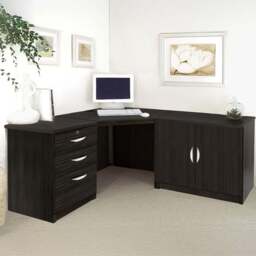 R White Cabinets 2 Door 3 Drawer Black Set-13 Corner Desk - Size: 72.8 x 179 x 141.9cm - Wilko