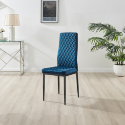 Furniturebox Arona Valera 4 Seater Round Dining Set Navy Black and Chrome - Blue - Wilko - thumbnail 5