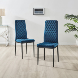 Furniturebox Arona Valera 4 Seater Round Dining Set Navy Black and Chrome - Blue - Wilko - thumbnail 4