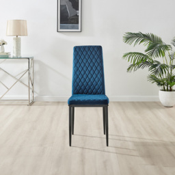 Furniturebox Arona Valera 4 Seater Round Dining Set Navy Black and Chrome - Blue - Wilko - thumbnail 6