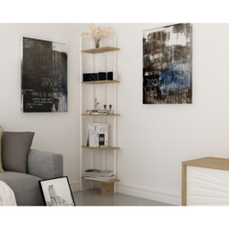 Decorotika Alice 5 Tier White and Oud Oak Corner Bookshelf - Size: 180 x 45 x 22cm - Multi - Wilko - thumbnail 4