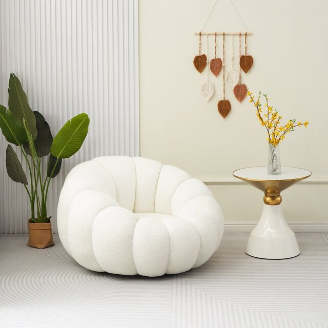 Penelope Swivel Chair - White - Size: Single - Wilko - image 1