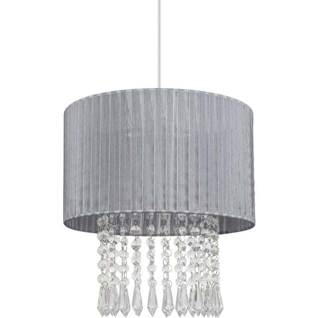 Cosylyte Winni Silver Grey Beaded Voile Easyfit Modern Lamp Shade - Size: 21 x 32 x 32cm - Wilko - image 1