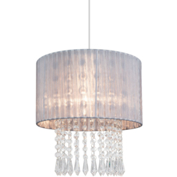 Cosylyte Winni Silver Grey Beaded Voile Easyfit Modern Lamp Shade - Size: 21 x 32 x 32cm - Wilko - thumbnail 4
