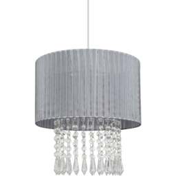 Cosylyte Winni Silver Grey Beaded Voile Easyfit Modern Lamp Shade - Size: 21 x 32 x 32cm - Wilko