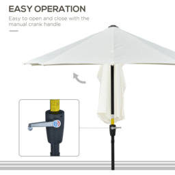 Outsunny Cream White Crank Handle Half Parasol with Cross Base 2m - Wilko - thumbnail 6