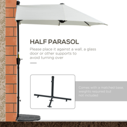 Outsunny Cream White Crank Handle Half Parasol with Cross Base 2m - Wilko - thumbnail 5