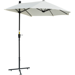 Outsunny Cream White Crank Handle Half Parasol with Cross Base 2m - Wilko - thumbnail 1