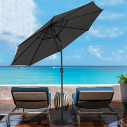 Living and Home Black Round Crank Tilt Parasol with Round Base 3m - Wilko - thumbnail 3