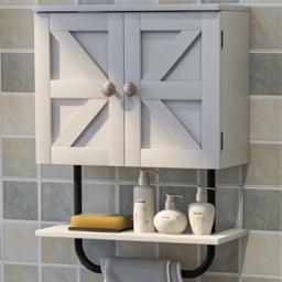 Costway 2 Door Single Shelf White Wall Mounted Bathroom Cabinet - Size: 54 x 37 x 16cm - Wilko - thumbnail 1