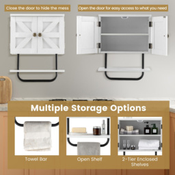 Costway 2 Door Single Shelf White Wall Mounted Bathroom Cabinet - Size: 54 x 37 x 16cm - Wilko - thumbnail 6