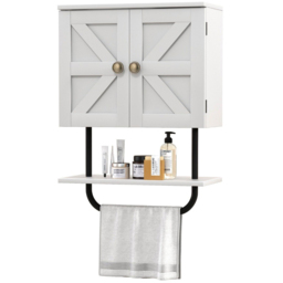Costway 2 Door Single Shelf White Wall Mounted Bathroom Cabinet - Size: 54 x 37 x 16cm - Wilko - thumbnail 3
