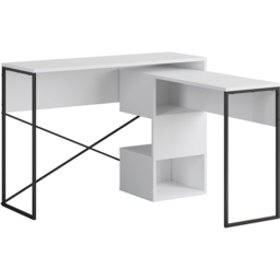 Decortie Badau 3 Shelf Modern Multipurpose Computer Desk White - Size: 77 x 110 x 37.2cm - Wilko - thumbnail 3