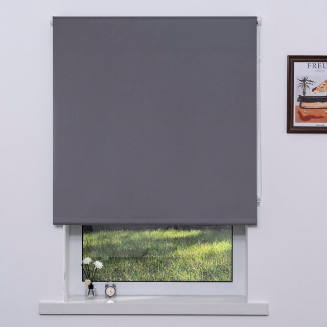 Plain Blackout Blinds - Moon Grey/90cm - Size: W 90 x D 165cm - Wilko - image 1