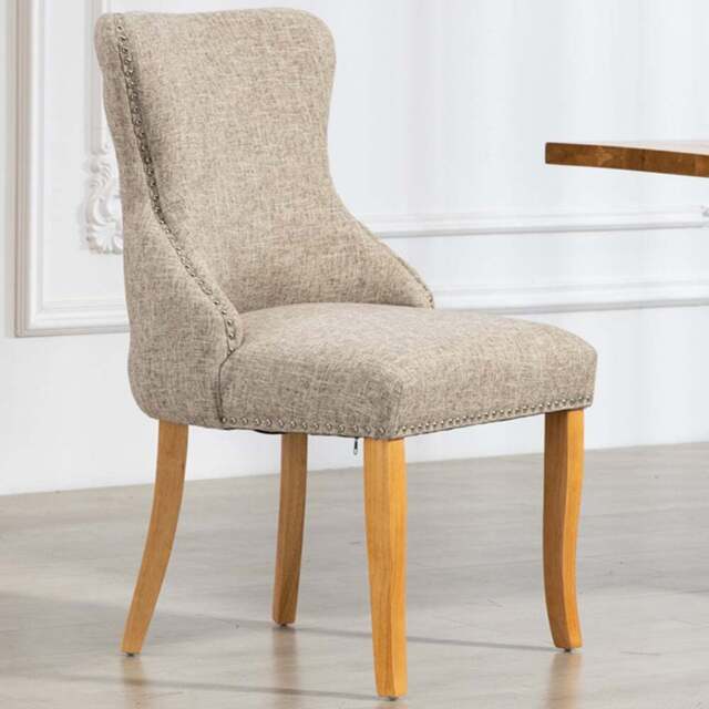 Artemis Home Olivola Set of 2 Light Brown Fabric Dining Chair - Wilko - image 1