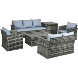 Outsunny 7 Seater Rattan Grey Garden Lounge Set - Wilko - thumbnail 3