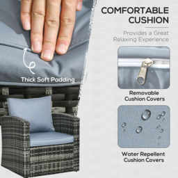 Outsunny 7 Seater Rattan Grey Garden Lounge Set - Wilko - thumbnail 5