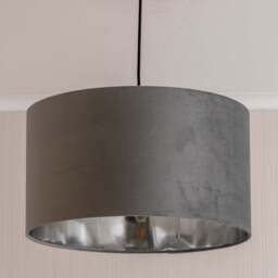 ValueLights Reni Grey Velvet and Chrome Inner Large Pendant Shade - Size: 25 x 45 x 45cm - Wilko - thumbnail 3