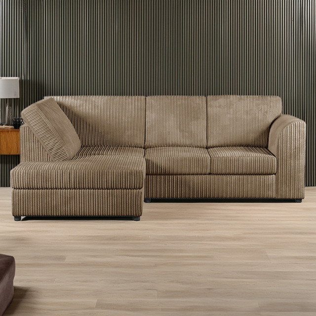 Luxor 4 Seater Coffee Jumbo Cord Full Back Left Hand L Shape Corner Sofa - Cream - Wilko - image 1