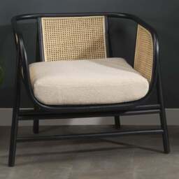 Desser Seoul Black Boucle Latte Rattan Indoor Chair - Size: Single - Desser Furniture - Wilko