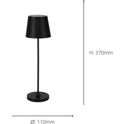 EGLO Cabozo LED Black Portable Outdoor Table Lamp - Size: 37 x 11 x 37cm - Wilko - thumbnail 5