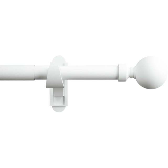 Rothley 71-120cm Matt White Extendable Solid Orb Finials Curtain Pole - Wilko - image 1