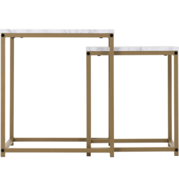 Seconique Dallas Marble and Gold Effect Nest of Tables Set of 2 - Size: 45 x 45 x 50cm - White - Wilko - thumbnail 5