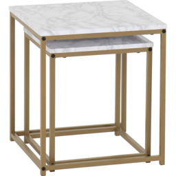 Seconique Dallas Marble and Gold Effect Nest of Tables Set of 2 - Size: 45 x 45 x 50cm - White - Wilko - thumbnail 6
