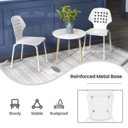 Costway Set of 4 White Hollowed Backrest Dining Chairs - Wilko - thumbnail 7