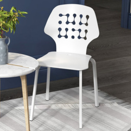 Costway Set of 4 White Hollowed Backrest Dining Chairs - Wilko - thumbnail 1