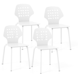 Costway Set of 4 White Hollowed Backrest Dining Chairs - Wilko - thumbnail 4