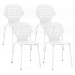 Costway Set of 4 White Hollowed Backrest Dining Chairs - Wilko - thumbnail 3