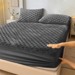 Velosso Super King Size Chunky Popcorn Charcoal Fitted Sheet - Wilko - thumbnail 3